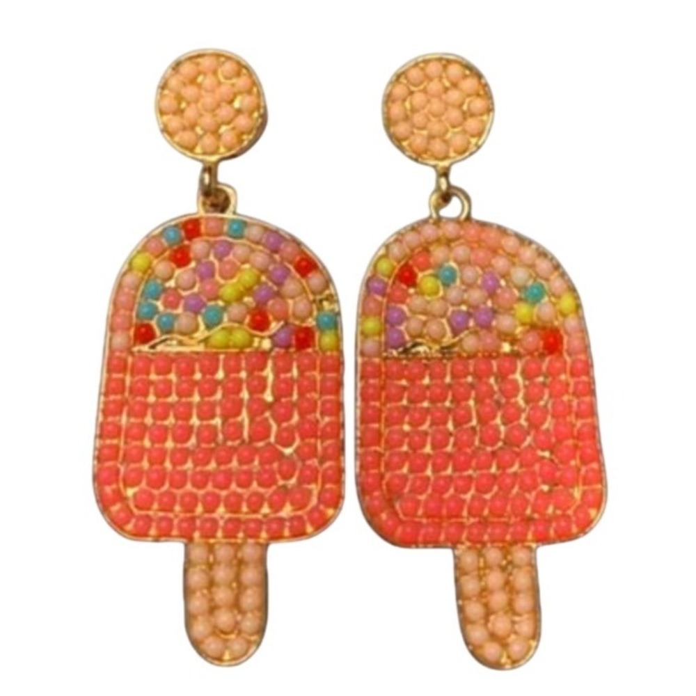 Beaded Ice Cream Popsicle Drop Earrings‎ Summer Fun Fashion Jewelry